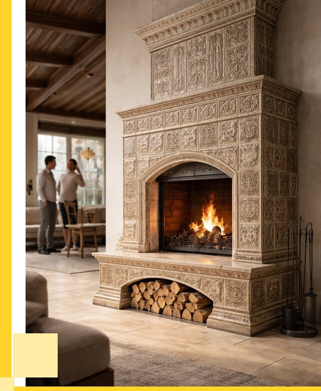 Купить изразцовый камин в Березниках от 257475 р. | ЭриданБрз