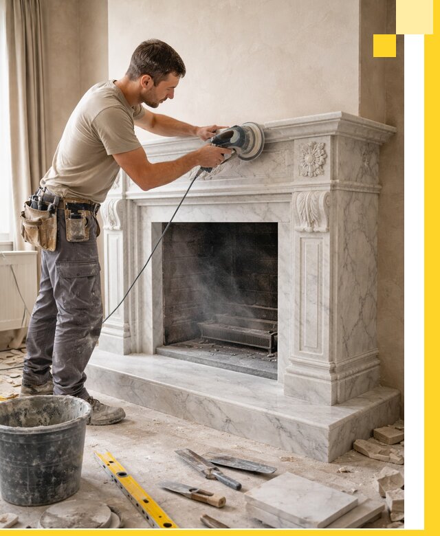 Изготовление и установка мраморных каминов в Березниках под ключ