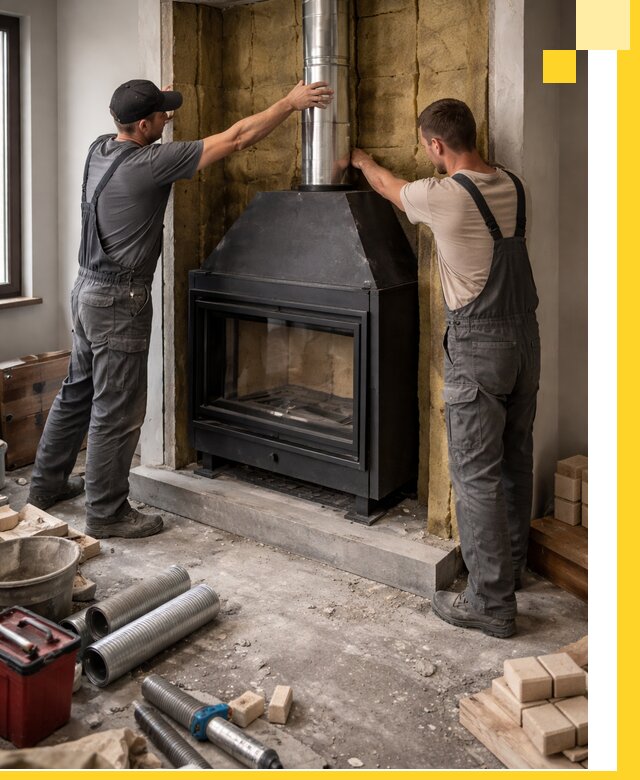 Изготовление и монтаж закрытых каминов в Березниках под ключ