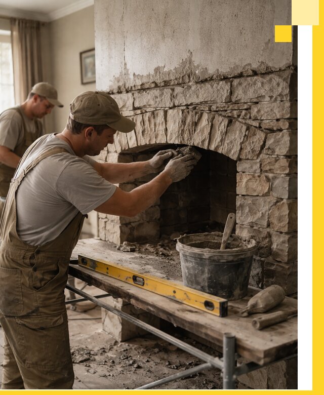 Изготовление каминов под ключ в Березниках, монтаж и отделка