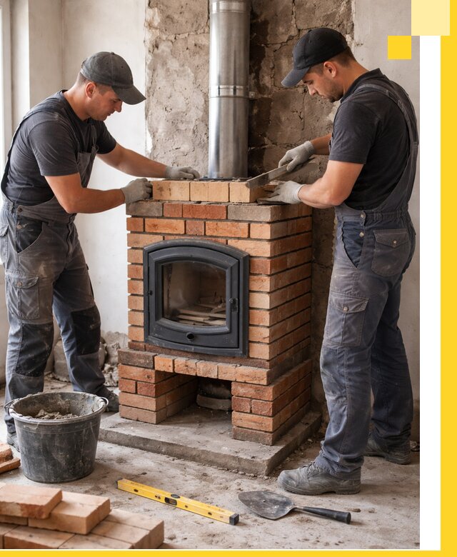 Монтаж печи камина под ключ в Березниках с гарантией и пусконаладкой