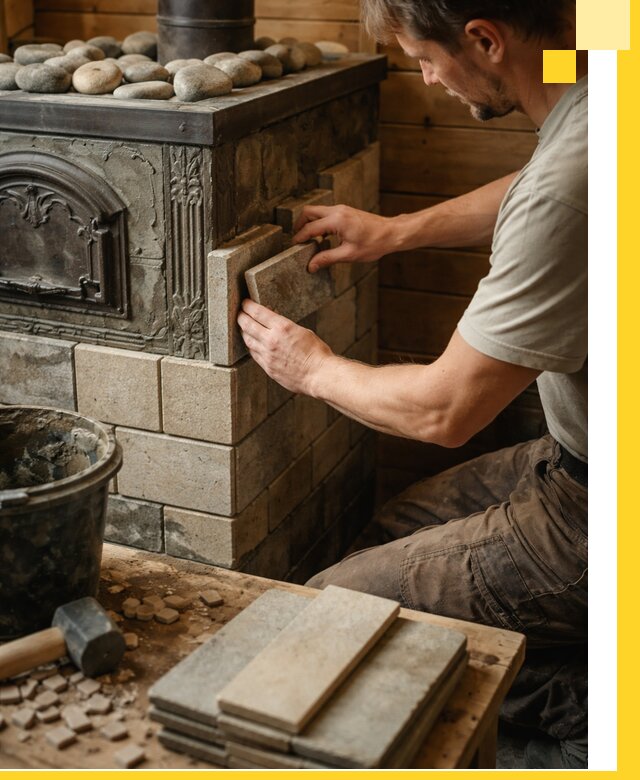 Облицовка банных печей в Березниках профессиональная отделка