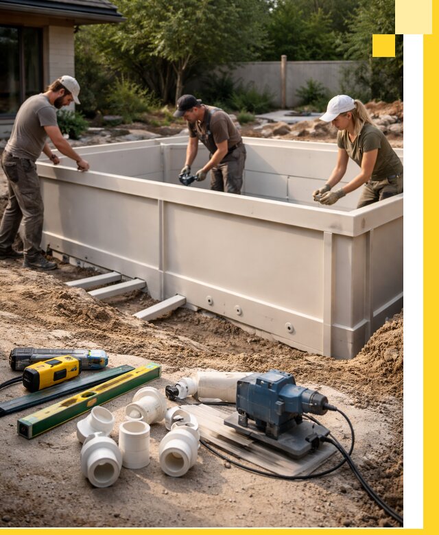 Установка полипропиленовых бассейнов под ключ в Березниках