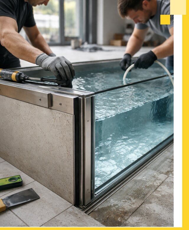 Проектирование и монтаж стеклянных бассейнов в Березниках