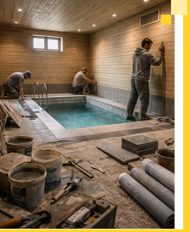 Строительство бани с бассейном и сауной под ключ в Березниках