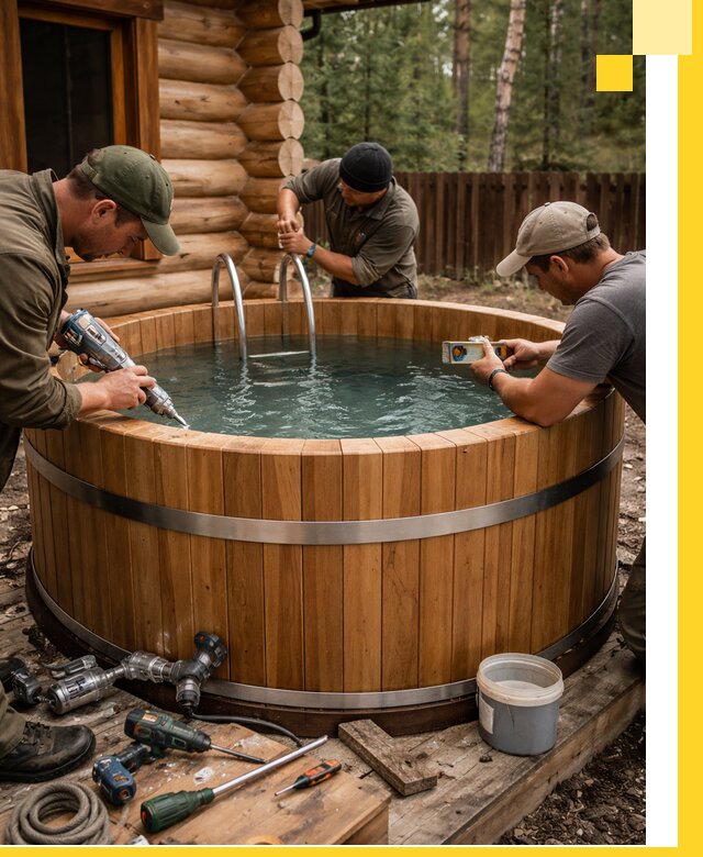 Строительство бань с купелью под ключ и отделкой в Березниках