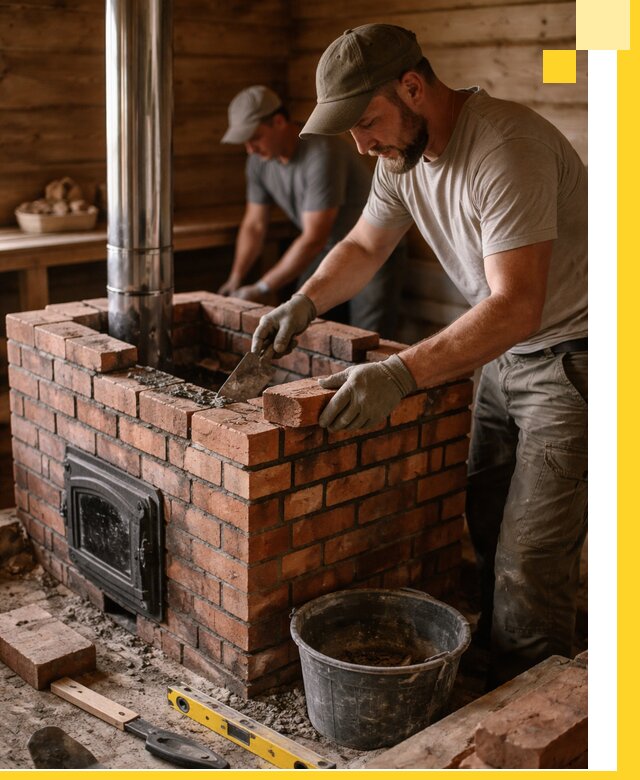 Кирпичные печи для бани под ключ в Березниках, проект и монтаж