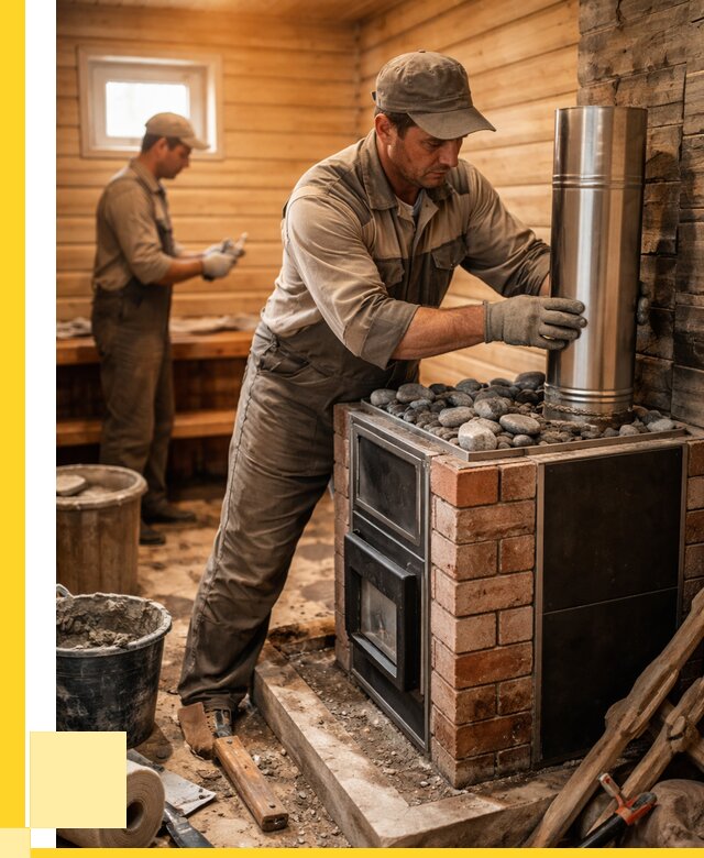 Монтаж печи в бане под ключ в Березниках от 20598 р. | ЭриданБрз