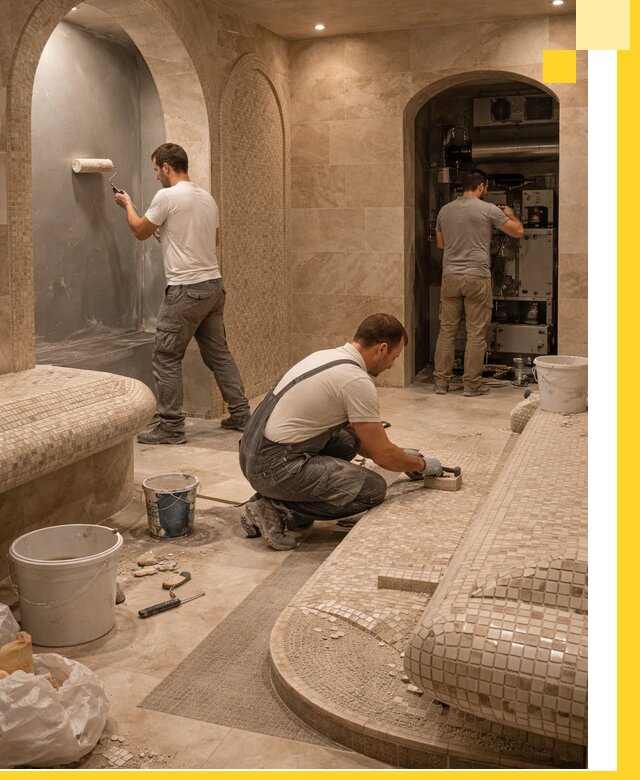 Строительство бани с хамамом и бассейном под ключ в Березниках