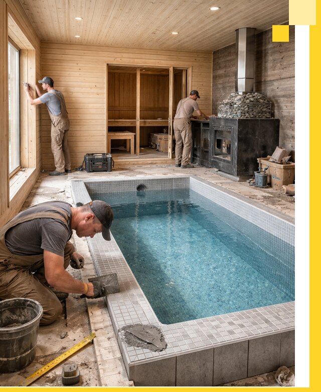 Проект бани с бассейном и сауной в Березниках под ключ