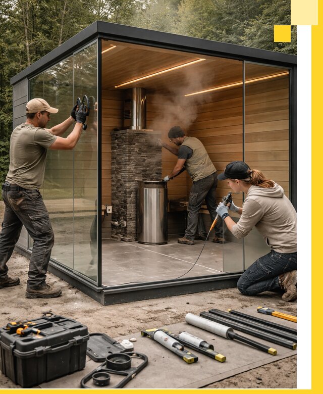 Проектирование и строительство стеклянных бань в Березниках