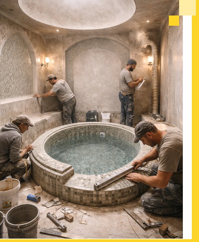 Профессиональное строительство хамама с бассейном в Березниках под ключ