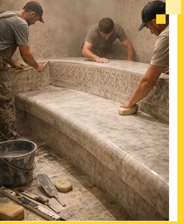 Изготовление и установка сидений для хамама в Березниках